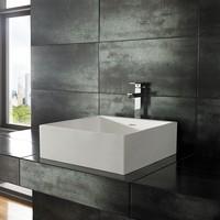 Pure White Alto Solid Surface 46.5cm Square Countertop Bathroom Basin