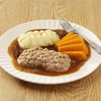 pureed sausages in gravy