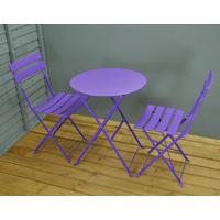 Purple Metal Garden Bistro Set for Two by Kingfisher
