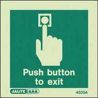 PUSH BUTTON TO EXIT SIGN