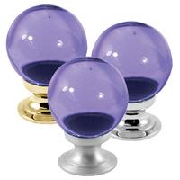 purple round glass cabinet knobs