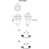 Pushbutton 250 Vac 1.5 A 1 x Off/(On) SCI R13-502A-05 BLACK ACTUATOR momentary 1 pc(s)