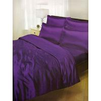 Purple Satin Super King Duvet Cover, Fitted Sheet and 4 Pillowcases Bedding Set