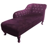 Purple Velvet Diamante Chaise Lounge Right Armrest 2402112
