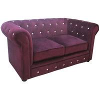 Purple Velvet Diamante 2 Seat Chesterfield Sofa