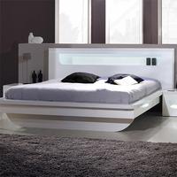 Pulse High Gloss EU Double Bed In White With LED Lighting