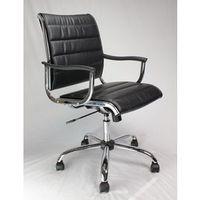 PU ARMCHAIR, CHROME FRAME& BASE BLACK LEATHER EFFECT