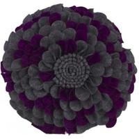 purple and grey felt round flower cushion set of 6