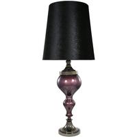 Purple Pearl Glass Chrome Curve Table Lamp with Black Shade