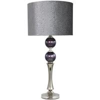 Purple Pearl Table Lamp with Grey Faux Snakeskin Shade