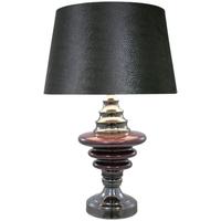 Purple Pearl Glass Chrome Orbit Table Lamp with Black Snakskin Shade