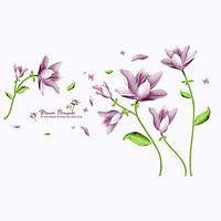 Purple Dream Bouquet Flowers Wall Stickers Fashion Removable Living Room Bedroom Wall Decals