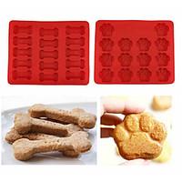 Puppy Pets Dog Paws Bones Silicone Baking Molds Ice Tray Chocolate Mould, Set of 2