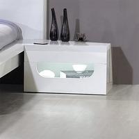 Pulse High Gloss Bedside Table In White With LED Lighting