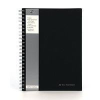 Pukka Pad A4 Ruled Feint and Margin Wire Bound Manuscript Book - Black (160 Pages) - Pack of 5