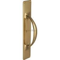 Pull Handle on Plate Finish: Polished Brass