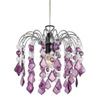 Purple Acrylic Easy Fit Pendant Light Shade with Chrome Metal Frame