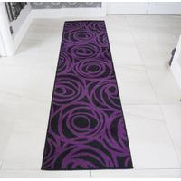 purple black swirls modern rug 60x240cm