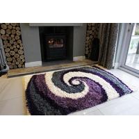 Purple Swirl Shaggy Hearth Rug Helsinki