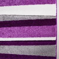Purple & Grey Striped Living Room Rug - Rio 80x150cm
