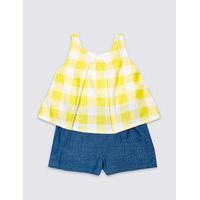Pure Cotton Checked Playsuit (3 Months - 5 Years)