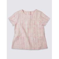 Pure Cotton Short Sleeve Checked Top