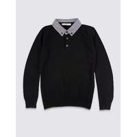 Pure Cotton Mock Shirt Jumper (3-14 Years)