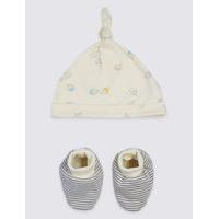Pure Cotton Organic Baby Hat & Booties