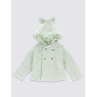 Pure Cotton Chunky Knit Hooded Cardigan
