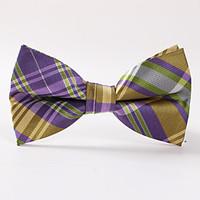 Purple Grid Stripe Bow Tie