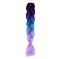 Purple Blue Violet Ombre Crochet 24 Yaki Kanekalon 3 Tone Jumbo Braids 100g Synthetic Hair