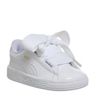 puma basket heart inf white patent