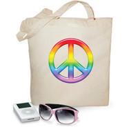 purse or shoulder bag rainbow peace symbol