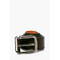 PU Belt With Burnished Buckle - brown