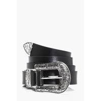 PU Belt With Silver Buckle - black