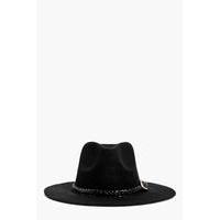 PU Plait Band Fedora - black