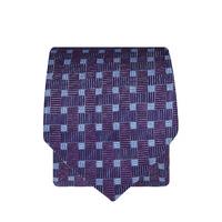 Purple, Navy And Sky Rectangular Pattern 100% Silk Tie