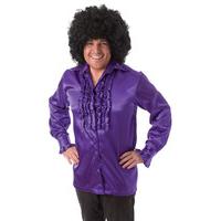 Purple Satin Shirt With Ruffles