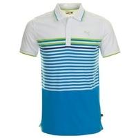 Puma Golf Colour Block Stripe Polo Shirt Blue Aster