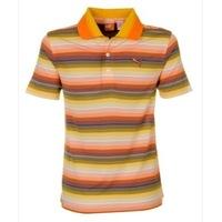 Puma Golf Junior Roadmap Stripe Polo Shirt White/Gold/Vibrant Orange
