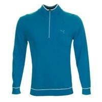 puma golf 14 zip solid sweater blue aster