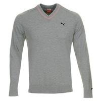 puma lux v neck sweater light gray heather