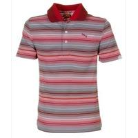 Puma Golf Junior Roadmap Stripe Polo Shirt Sky Blue/Crimson/Red/White