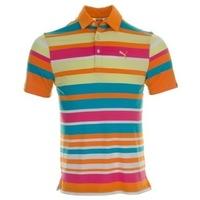 Puma Golf Junior Roadmap Stripe Polo Shirt Vibrant Orange