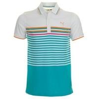 Puma Golf Colour Block Stripe Polo Shirt Bluebird