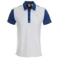 puma golf colour block tech polo shirt whitemonaco blue