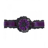 Purple Velvet Choker With Flower & Lace Accessory For Fancy Dress