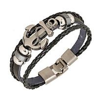Punk Men\'s Bracelet PU Leather Bracelet Easy Hook Anchor for Men Fashion Jewelry Christmas Gifts