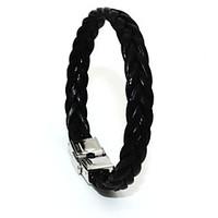 Punk Fashion Men\'s Bracelet Stainless Steel Pu Leather Easy Hook Bracelet Alloy Bracelet Chain Bracelets X Shape