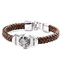Punk Style Wolf Head Brown Leather Bracelet(1 Pc) Christmas Gifts